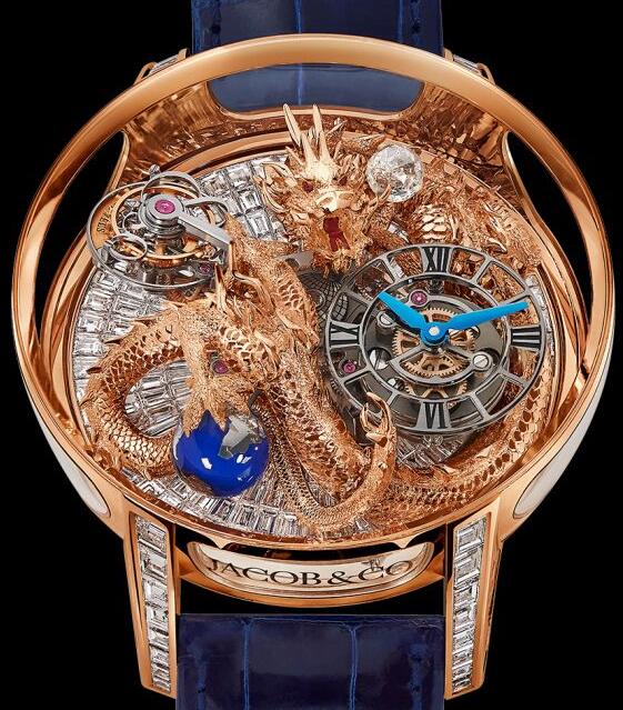 Review Jacob & Co ASTRONOMIA ART DRAGON ROSE GOLD BAGUETTE AT802.40.DR.BD.ABALA Replica watch - Click Image to Close